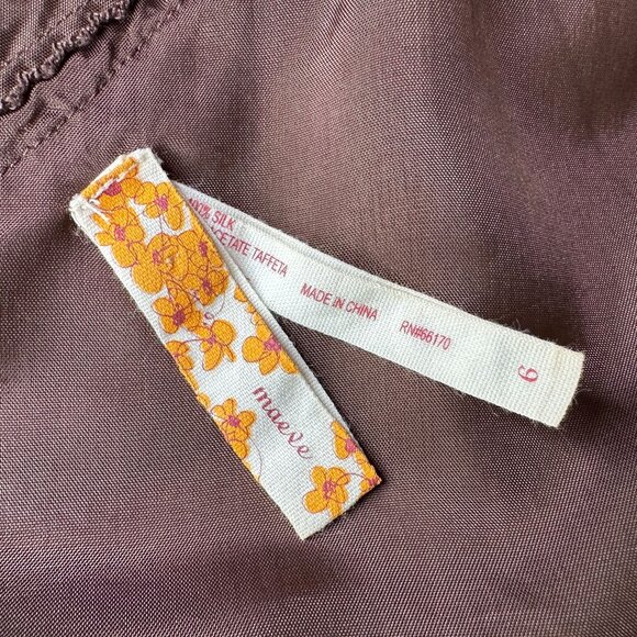 Anthroplogie Maeve Womens 6 Dress Silk Floral Flutter Sleeve Red Tan Cocktail - Picture 6 of 8